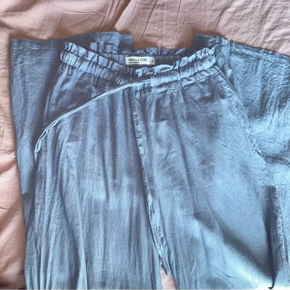 Blue Linen Pants - Picture 1 of 3